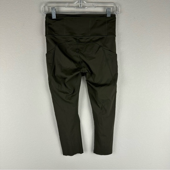 Lululemon Dark Olive Green Athletic Athleisure Fast & Free Crop II Leggings 6 - Picture 4 of 6